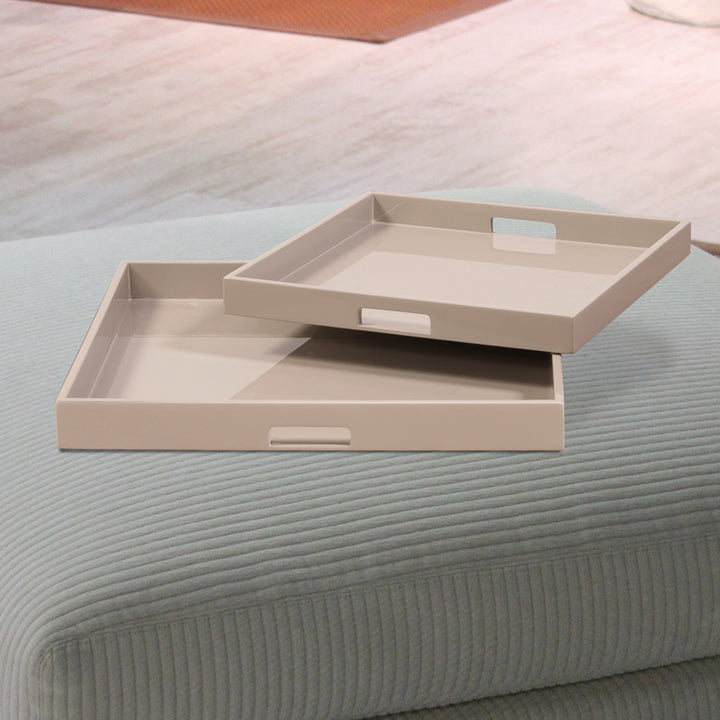 Lacquer Square Wood Tray Set