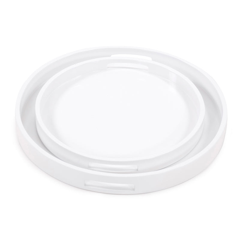 Lacquer Round Wood Tray Set