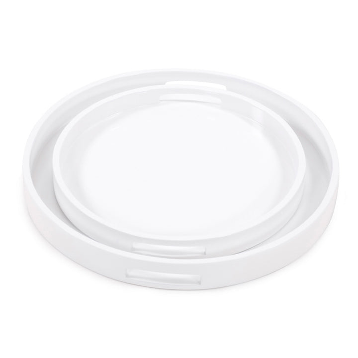 Lacquer Round Wood Tray Set