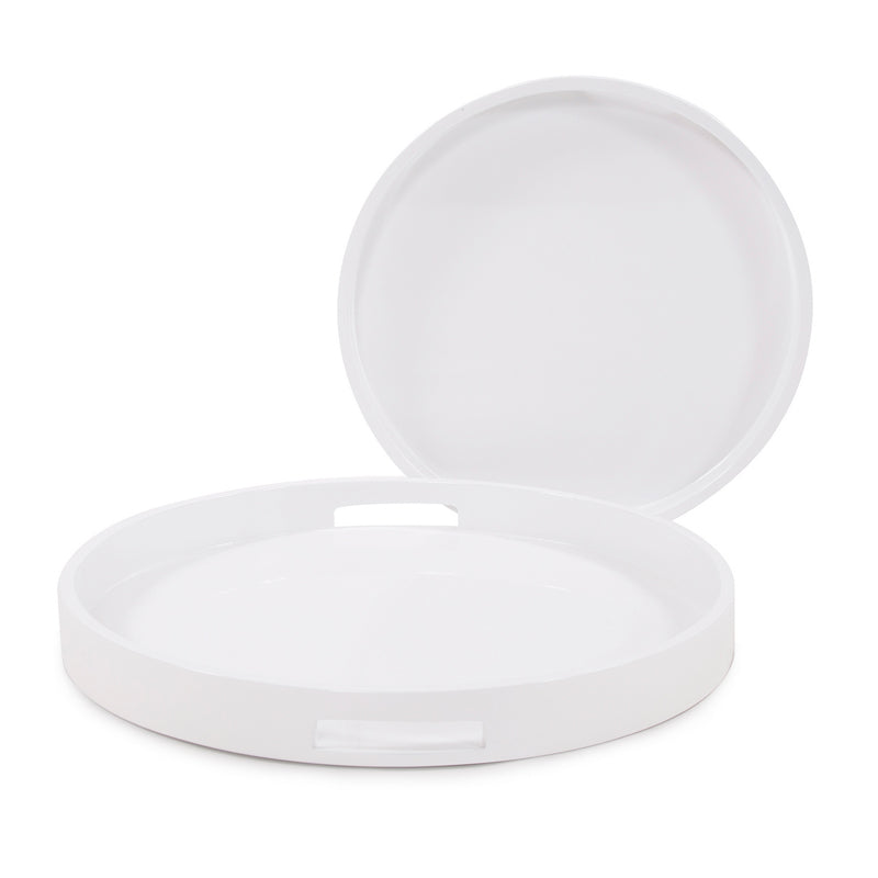 Lacquer Round Wood Tray Set