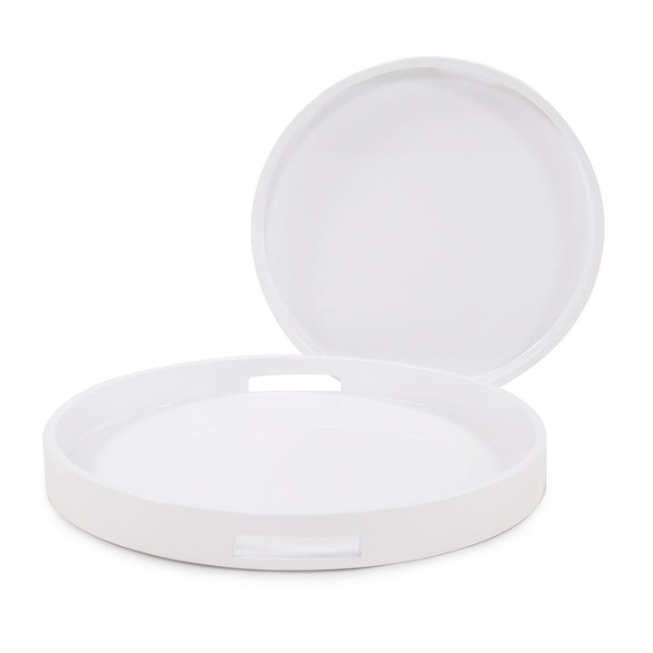 Lacquer Round Wood Tray Set