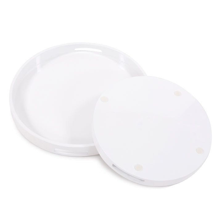 Lacquer Round Wood Tray Set