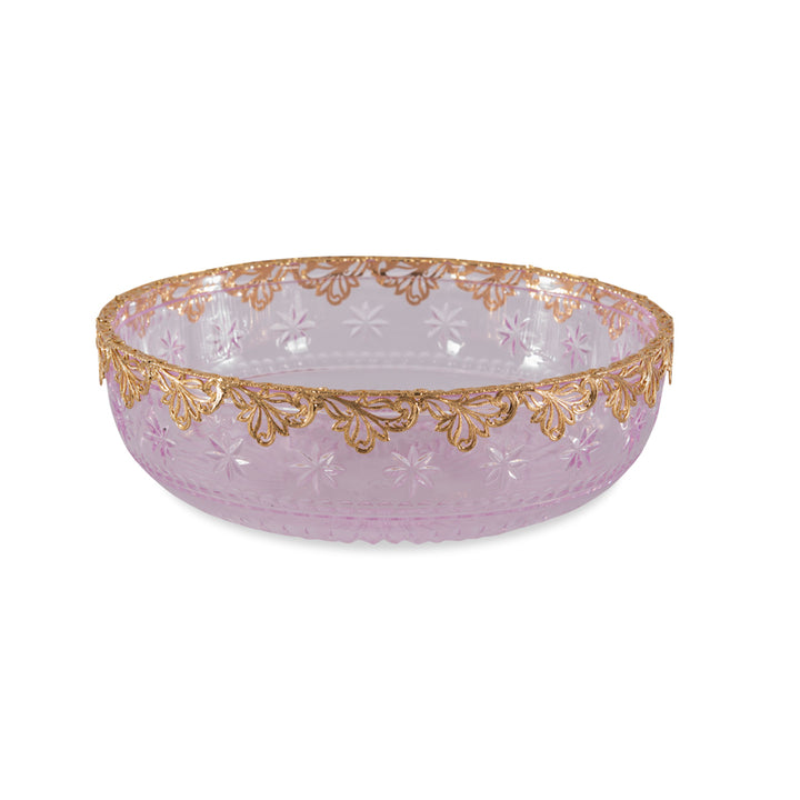 Pink Carved Crystal Bowl
