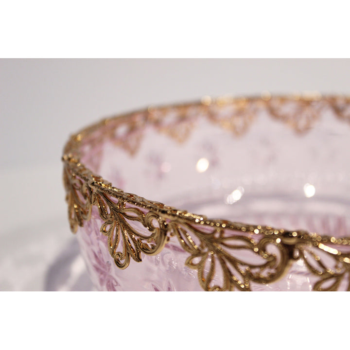 Pink Carved Crystal Bowl