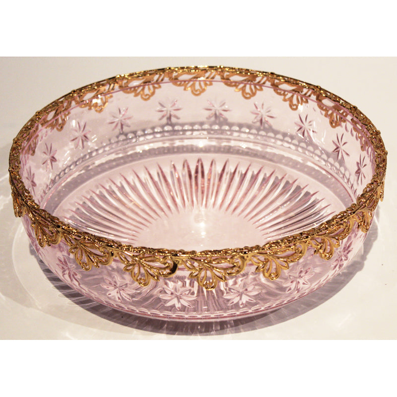 Pink Carved Crystal Bowl