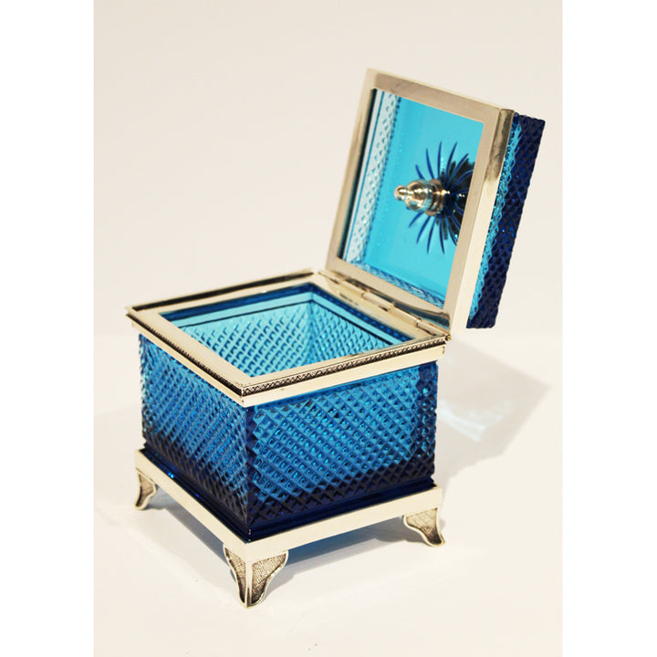 Blue Carved Crystal Box