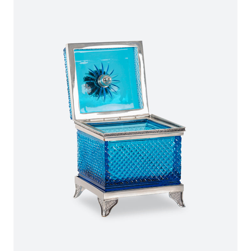 Blue Carved Crystal Box