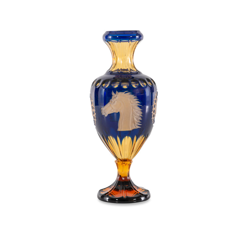 Amber And Blue Crystal Vase
