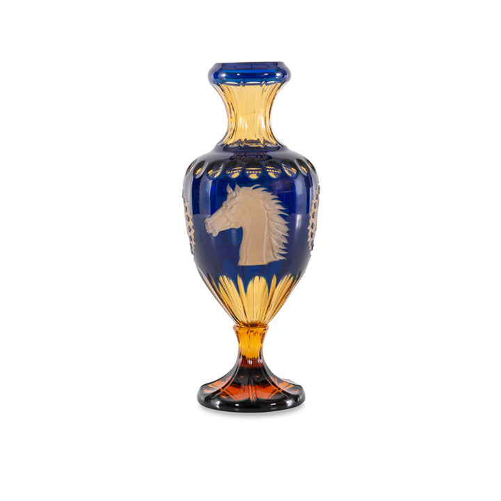 Amber And Blue Crystal Vase