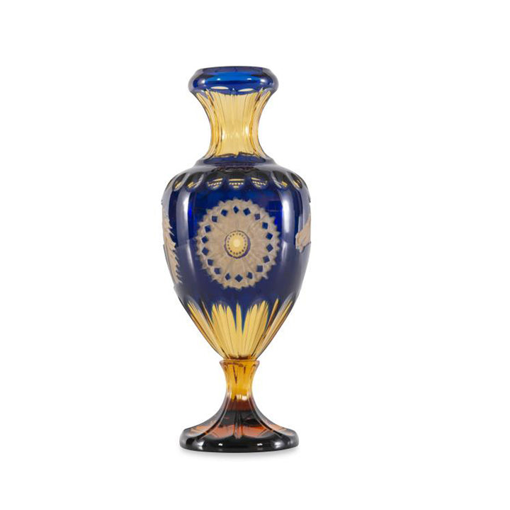 Amber And Blue Crystal Vase
