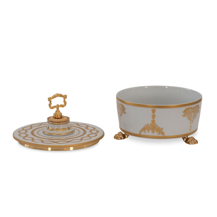 White And Gold Round Box
