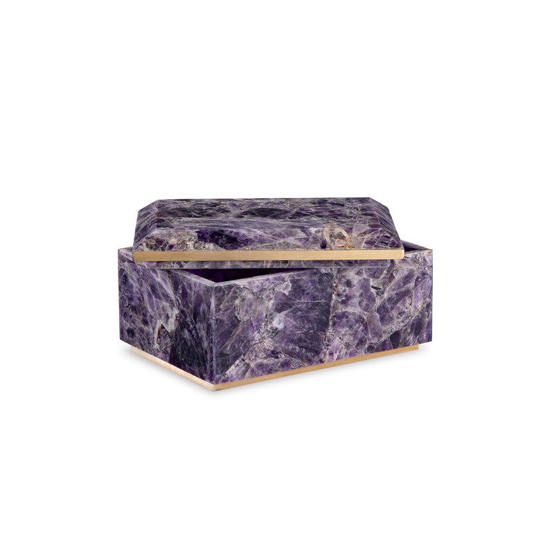 Large Amethyst Box With Brass