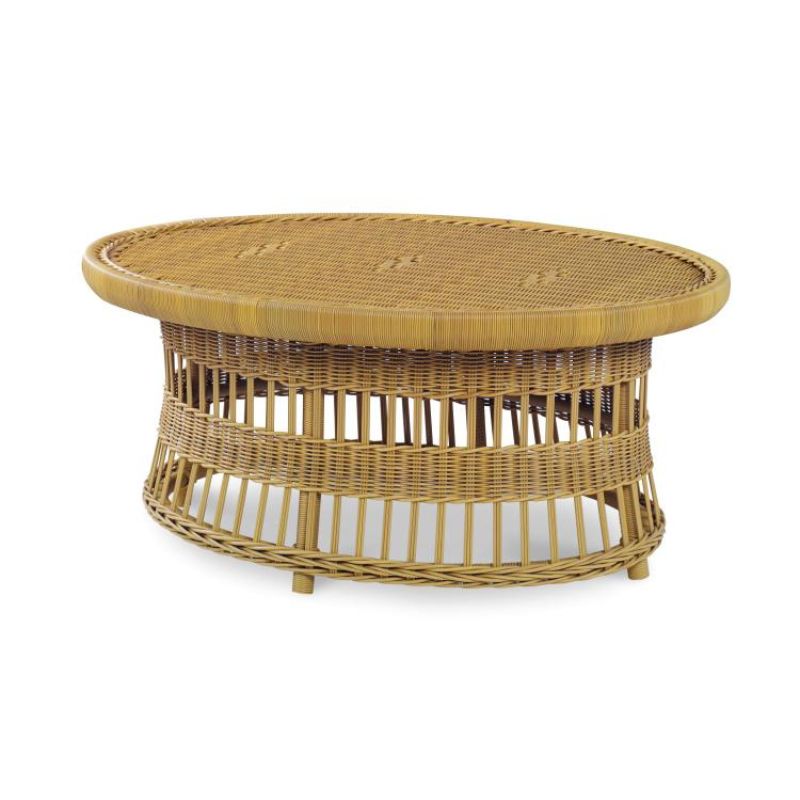 Oval wicker cocktail table in Natural finish on white background