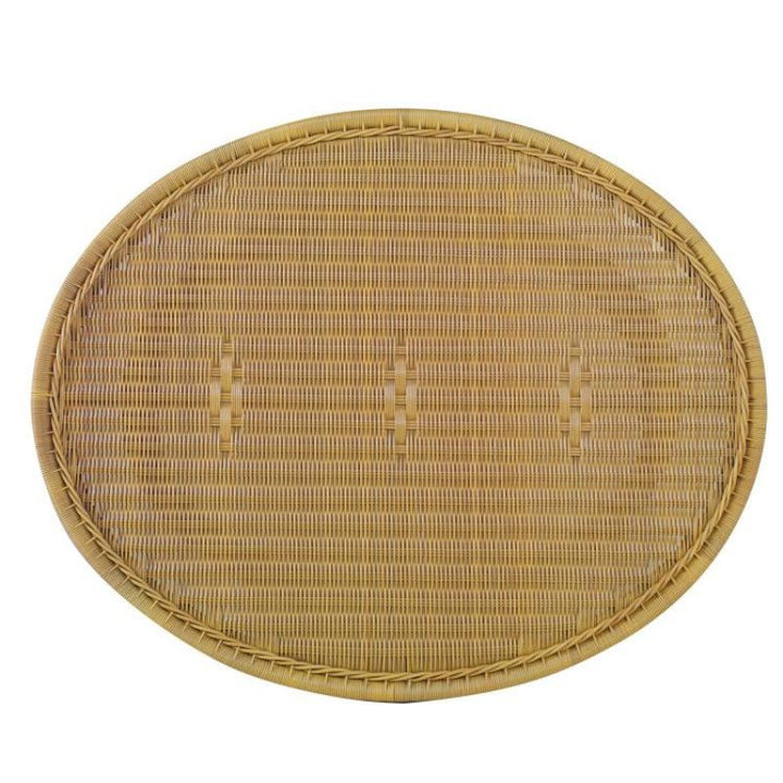 Oval Cocktail Table Top View in Natural Finish on white background