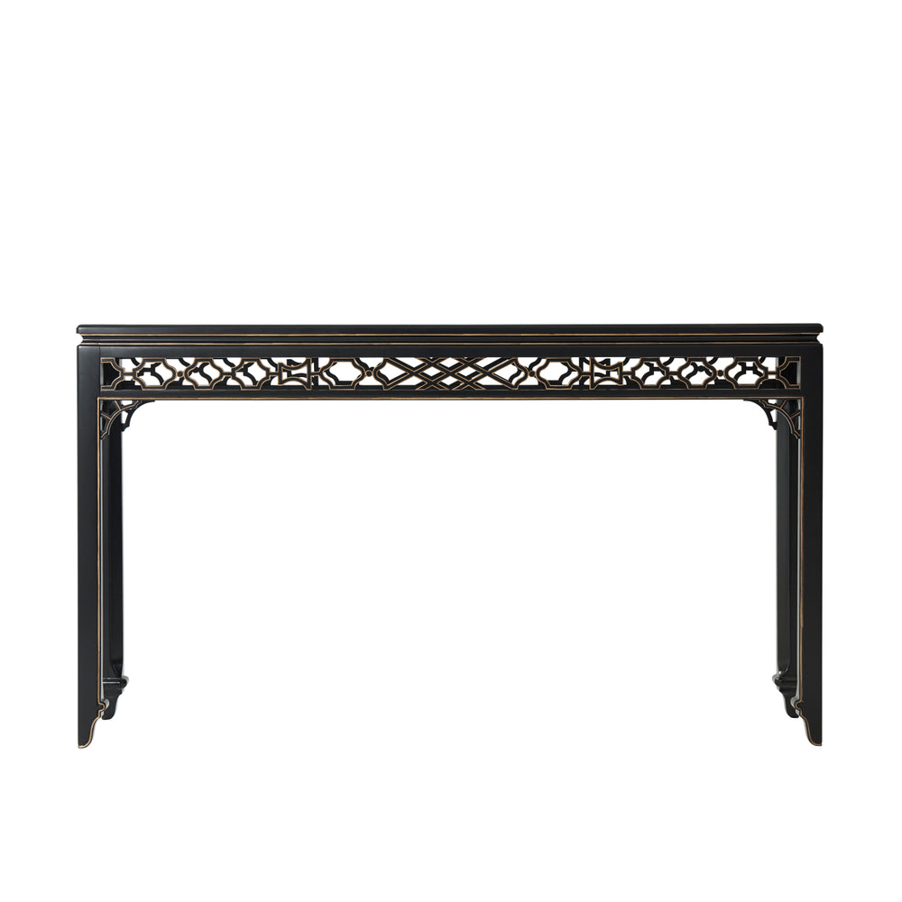 Long Hall Burl Console Table