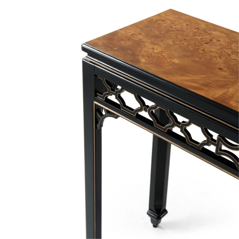Long Hall Burl Console Table