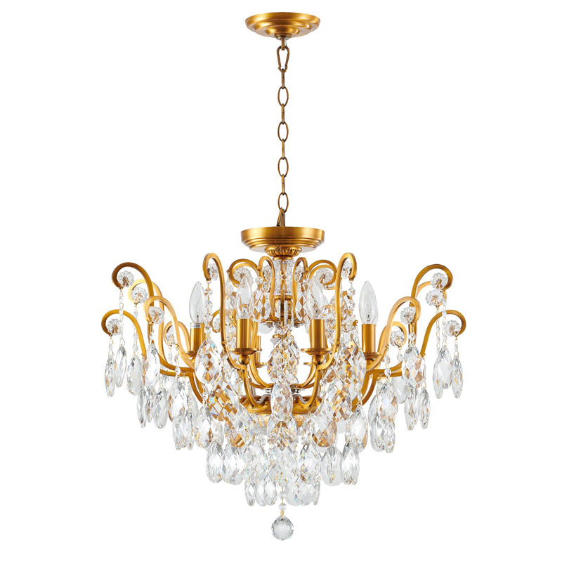 Semi - Flush Mount Eight Light Chandelier