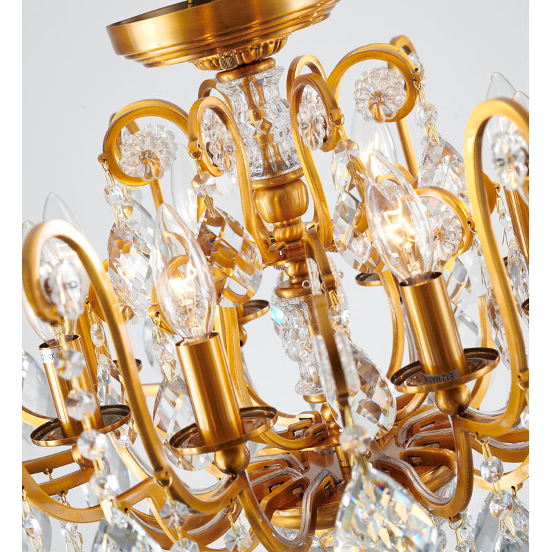 Semi - Flush Mount Eight Light Chandelier