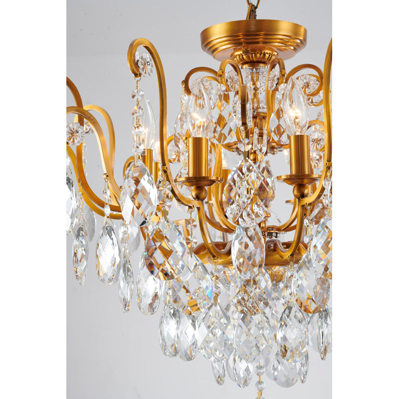 Semi - Flush Mount Eight Light Chandelier