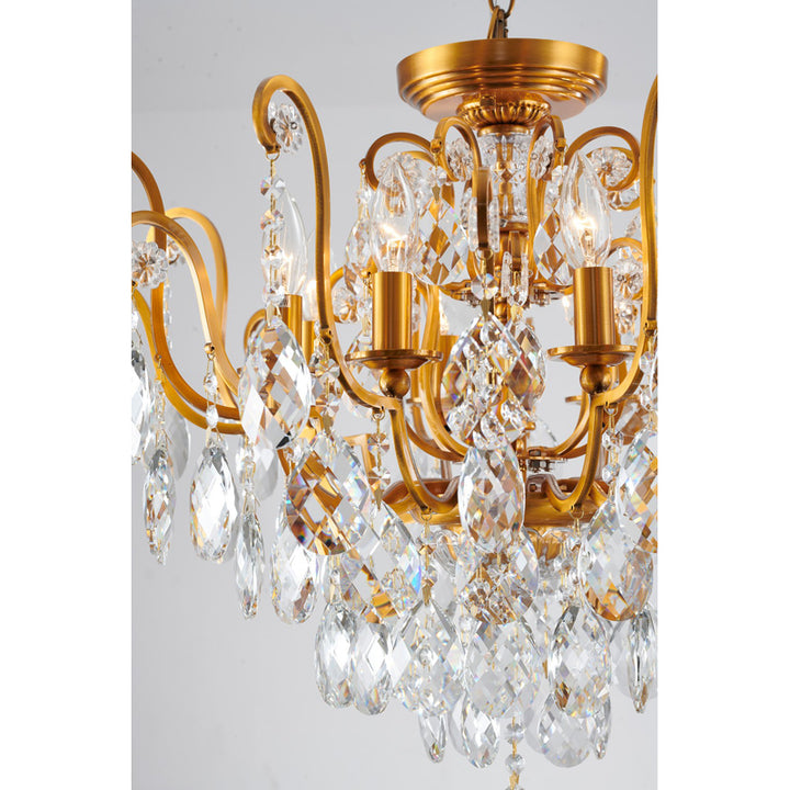 Semi - Flush Mount Eight Light Chandelier