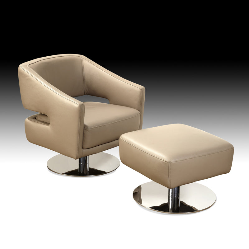 Beige armchair with ottoman on a gradient background