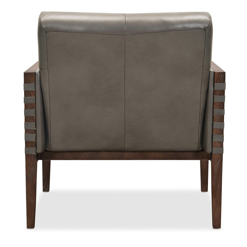 CC - Carverdale Leather Club Chair With Wood Frame - Gray