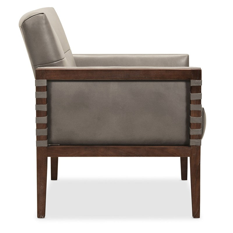 CC - Carverdale Leather Club Chair With Wood Frame - Gray