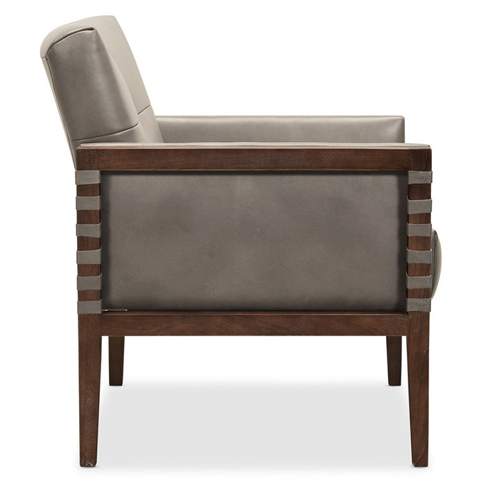 CC - Carverdale Leather Club Chair With Wood Frame - Gray