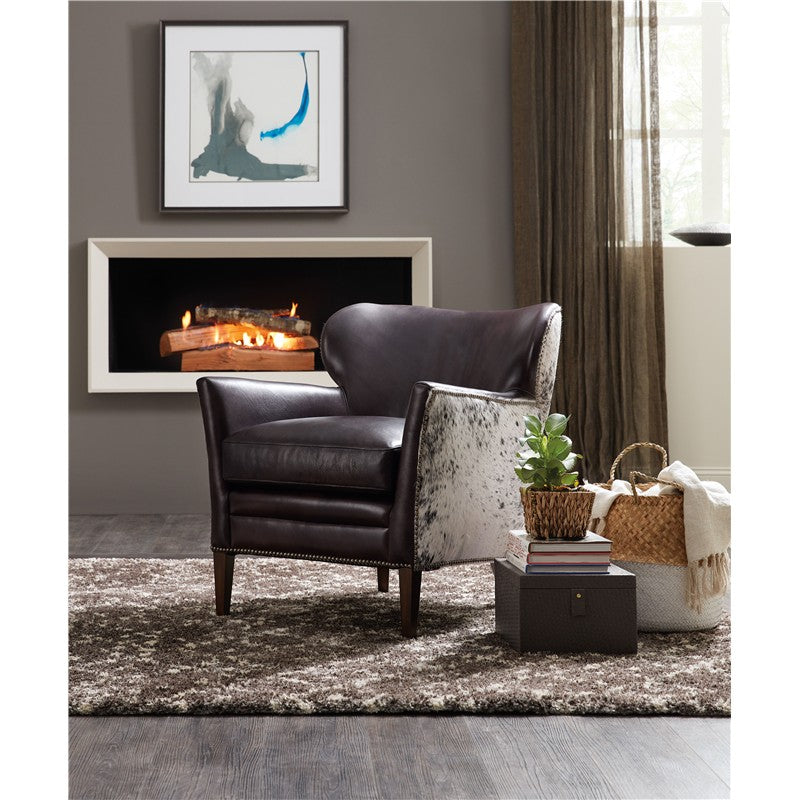 CC - Kato Leather Club Chair With Salt Pepper HOH