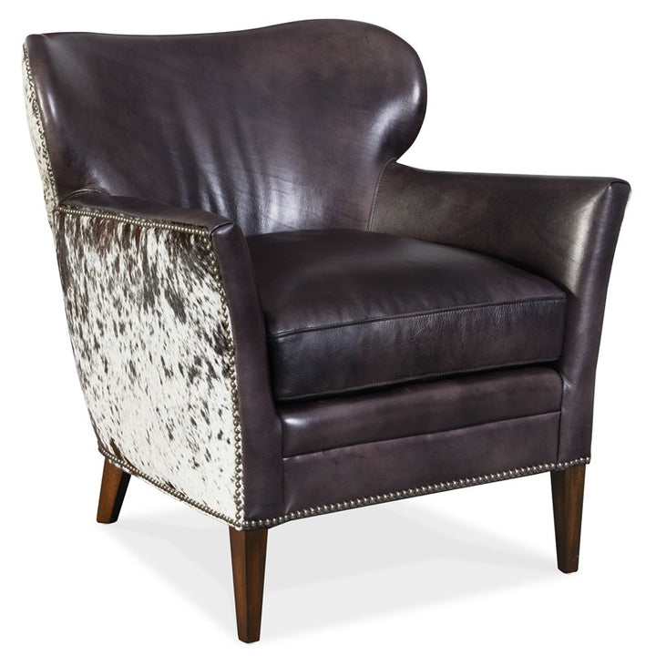 CC - Kato Leather Club Chair With Salt Pepper HOH