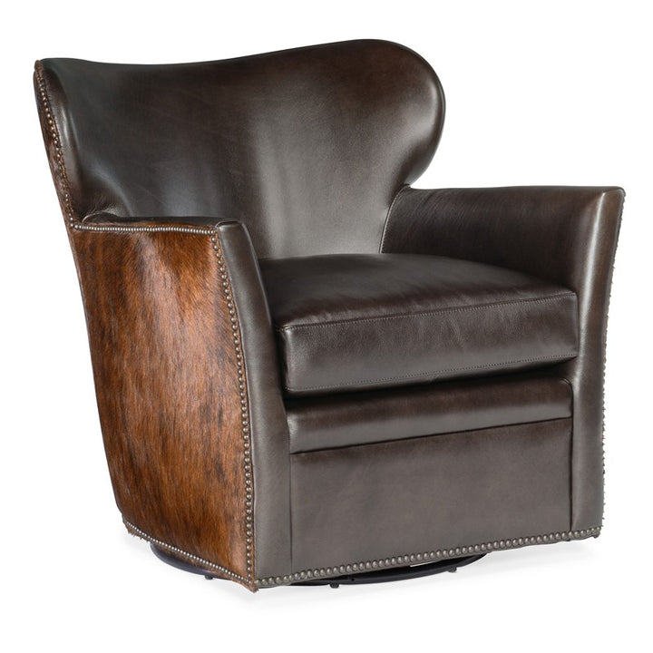 CC - Kato Leather Swivel Chair With Dark HOH