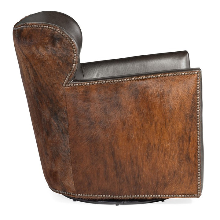 CC - Kato Leather Swivel Chair With Dark HOH