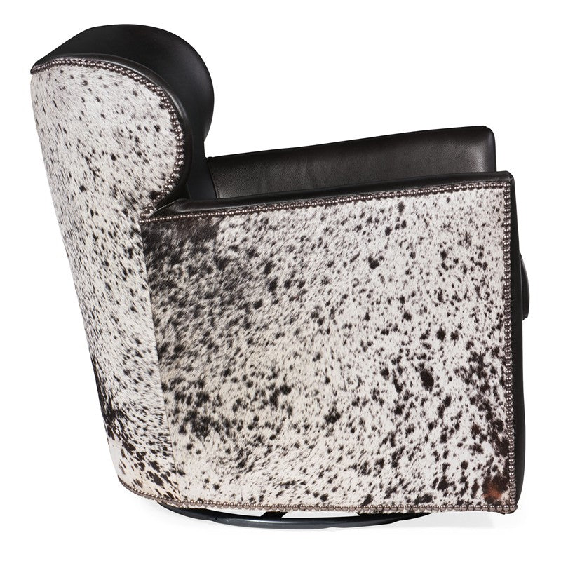 CC - Kato Leather Swivel Chair With Salt Pepper HOH