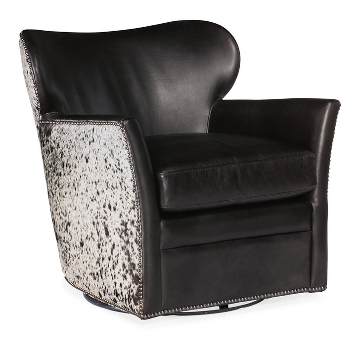 CC - Kato Leather Swivel Chair With Salt Pepper HOH