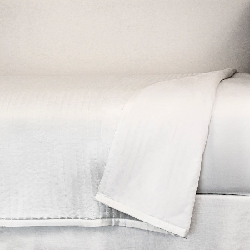 Charmeuse Channel White Queen Coverlet