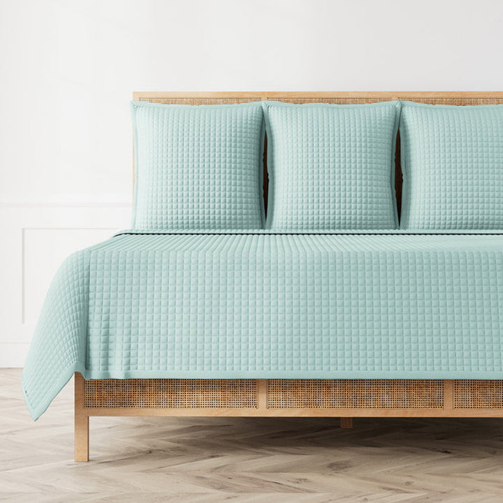 Ready To Bed 2.0 Quilted Aqua Queen Coverlet