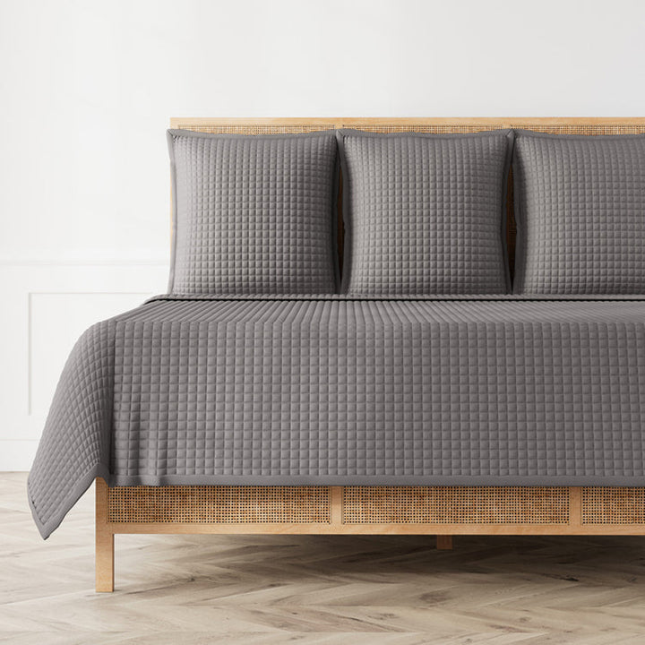 Ready To Bed 2.0 Quilted Grey Twin Coverlet