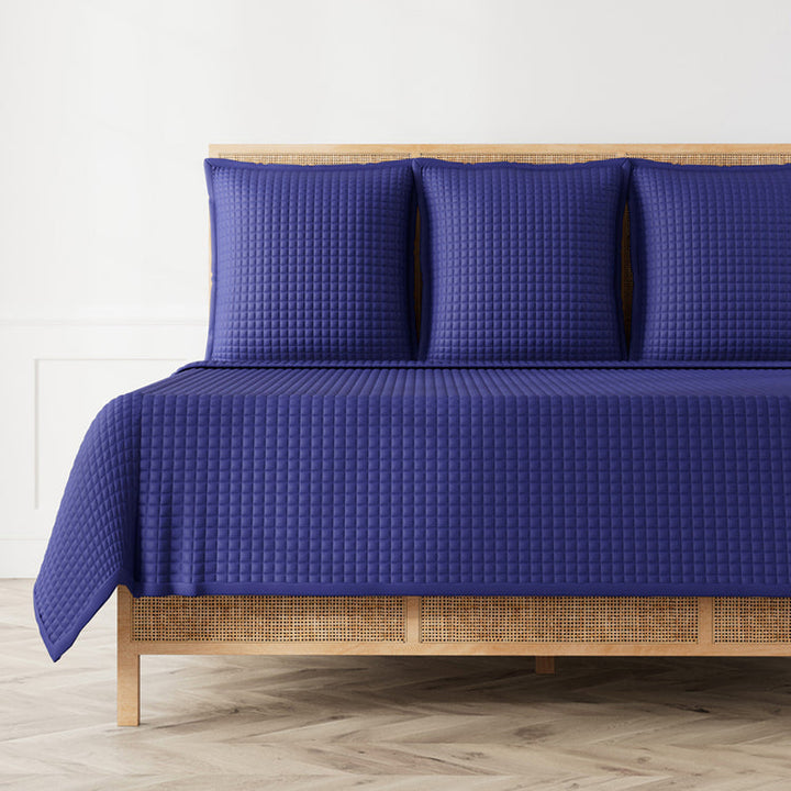 Ready To Bed 2.0 Quilted Navy Twin Coverlet