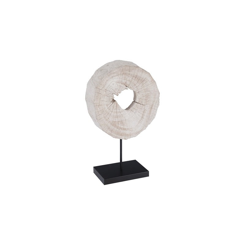 Eroded Wood Circle Sculpture on Stand , Assorted