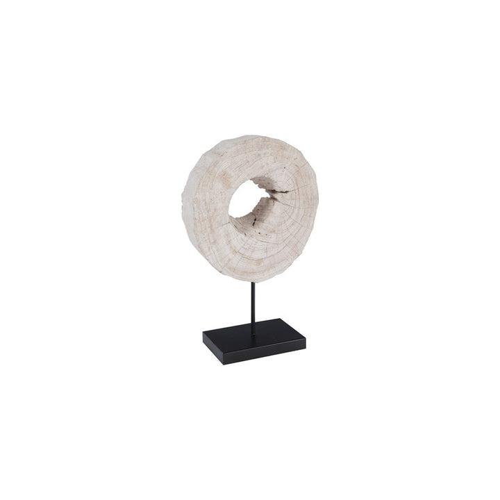 Eroded Wood Circle Sculpture on Stand , Assorted