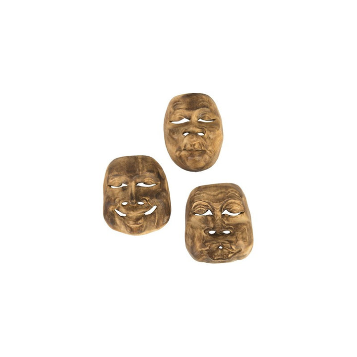 Indonesian Masks, Set of 3, Teak Wood, Assorted