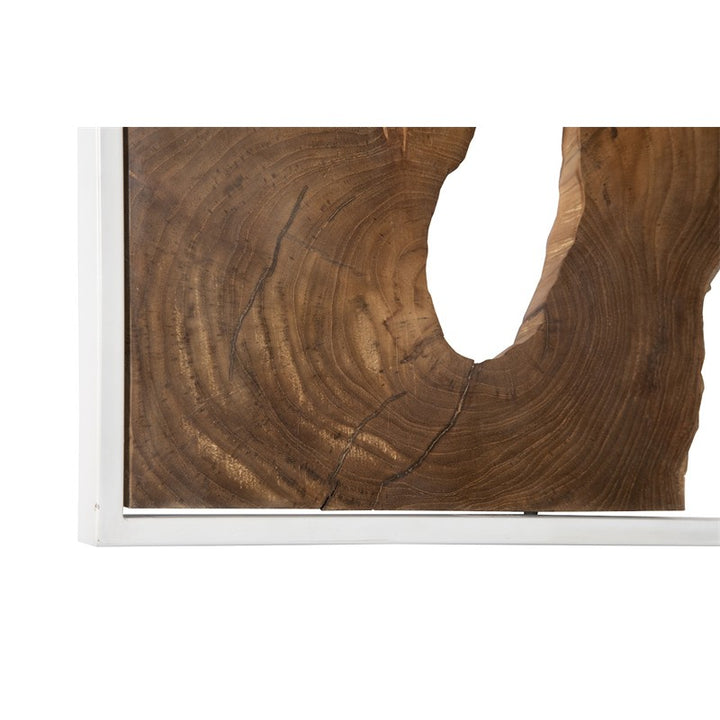 Framed Slice Wall Tile, Teak Wood, White Frame
