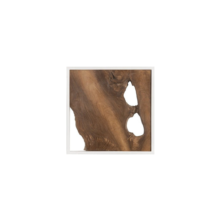 Framed Slice Wall Tile, Teak Wood, White Frame
