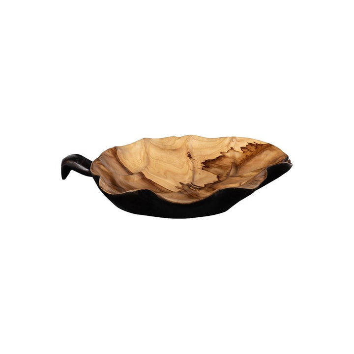 Leaf Bowl, Teak Wood, Black & Natural