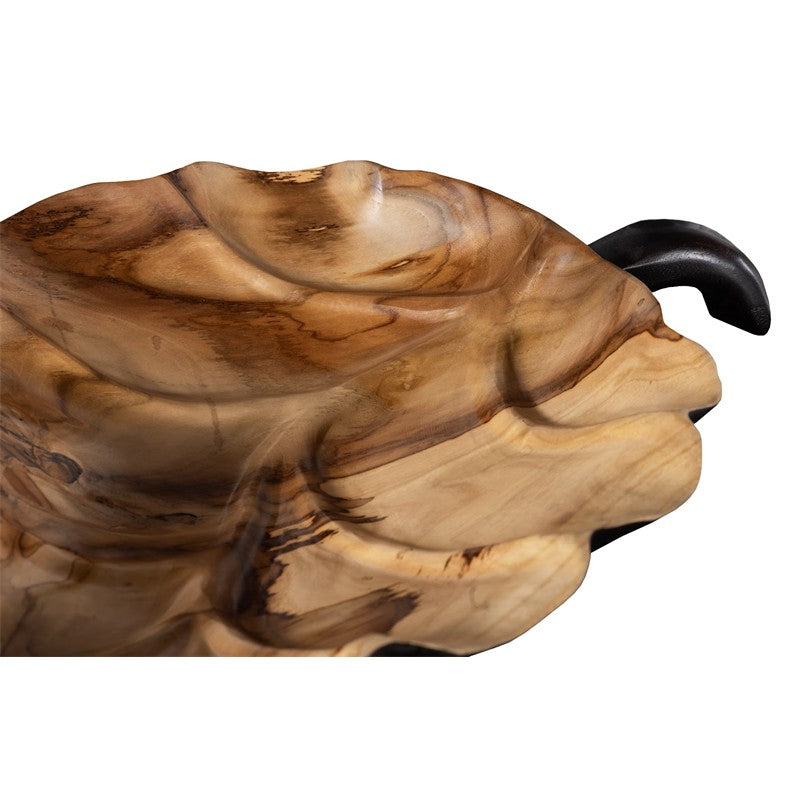 Leaf Bowl, Teak Wood, Black & Natural