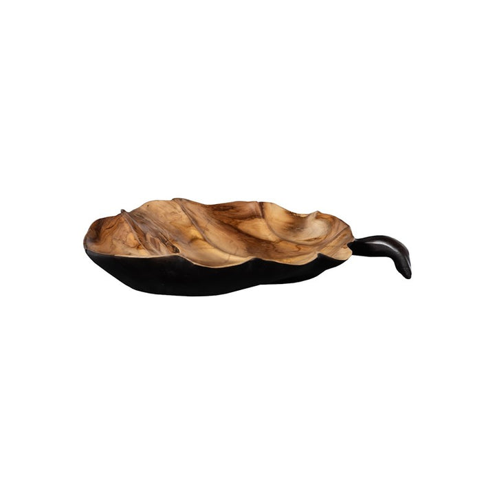 Leaf Bowl, Teak Wood, Black & Natural