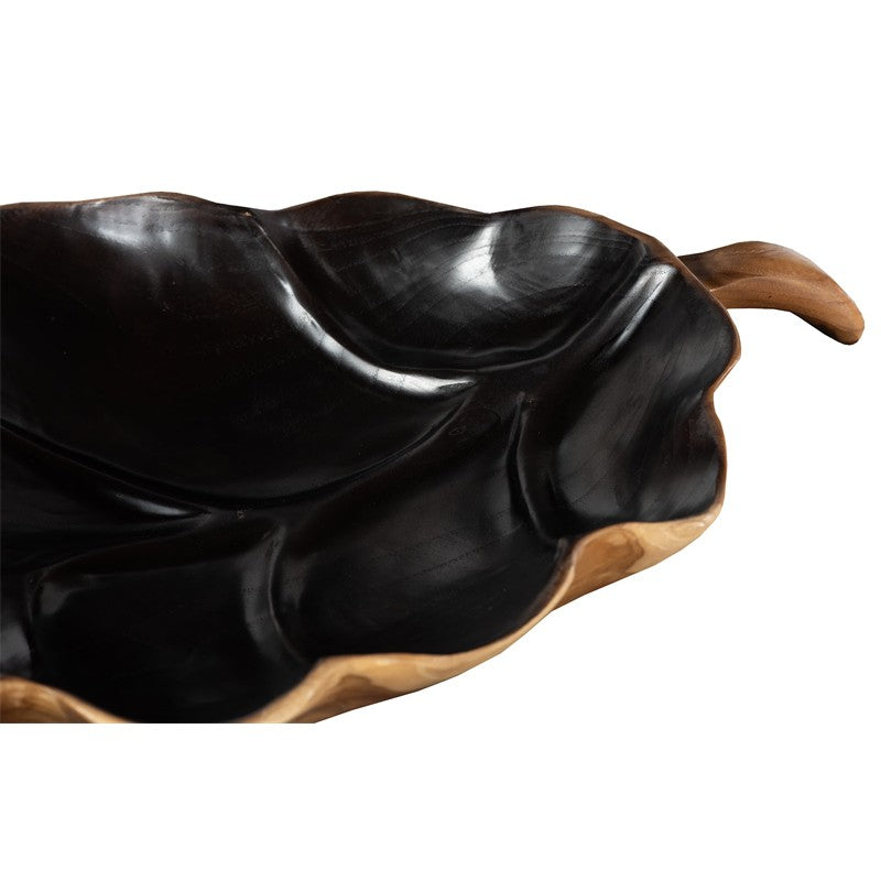 Leaf Bowl, Teak Wood, Natural & Black