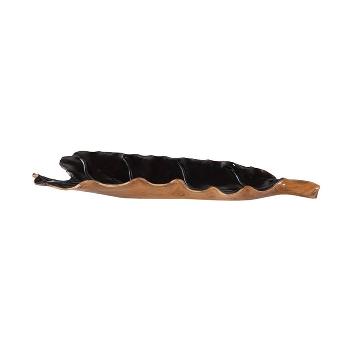 Leaf Bowl, Teak Wood, Natural & Black, Finish