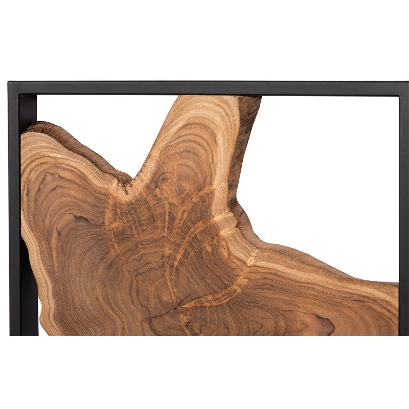 Framed Slice Wall Tile, Teak Wood, Black Frame
