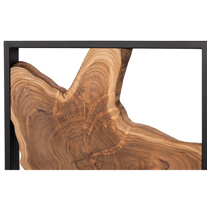 Framed Slice Wall Tile, Teak Wood, Black Frame